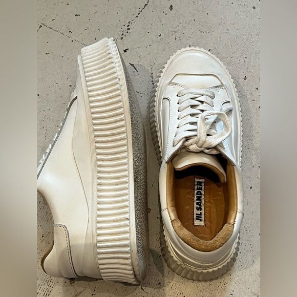 Jil Sander ~ White Low Top Platform Sneakers Euro 36 - Picture 5 of 9